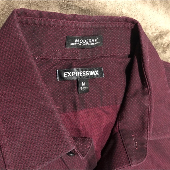 Express 1MX burgundy red button up shirt, size M - Picture 1 of 2